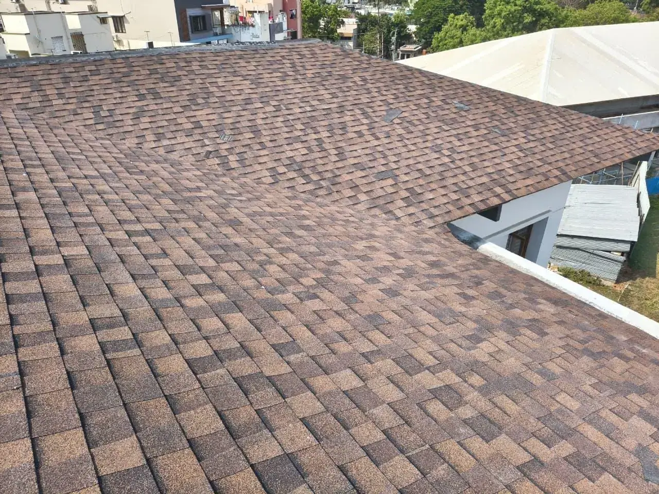 Close-up of premium Saint Gobain asphalt roofing shingles